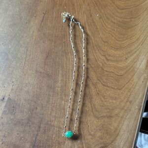 SilverChain Necklace with Green Stone Pendant